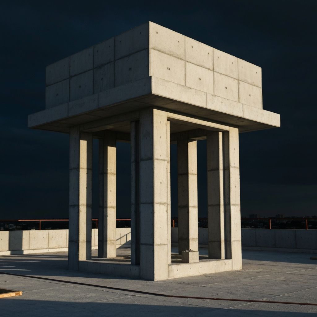 Detalhe da base pré-moldada para caixa d'água